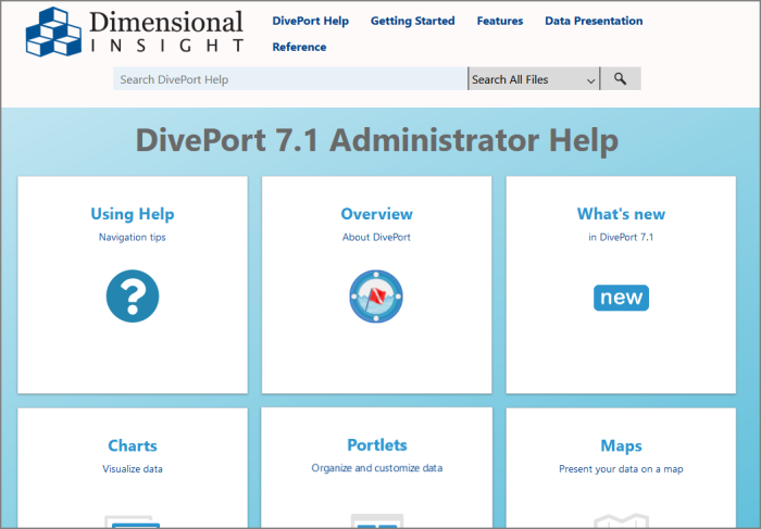 The 7.1 DivePort Administrator Help.